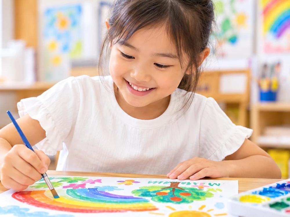 A child painting with paints