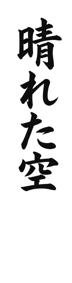 書き初めのお手本「晴れた空」(細長い紙)