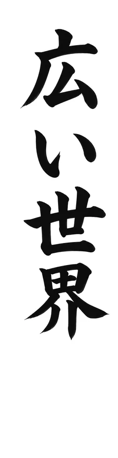 書き初めのお手本「広い世界」(細長い紙)
